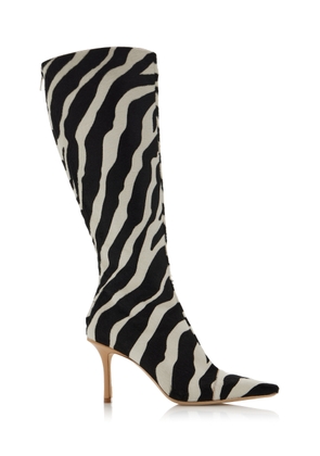 Jimmy Choo x Conner Ives Gloria Zebra-Print Pony Hair Knee Boots - Moda Operandi