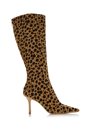 Jimmy Choo x Conner Ives Gloria Cheetah-Print Pony Hair Knee Boots - Moda Operandi