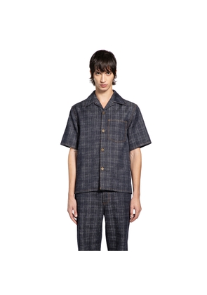 Checked Short Sleeves Denim Shirt