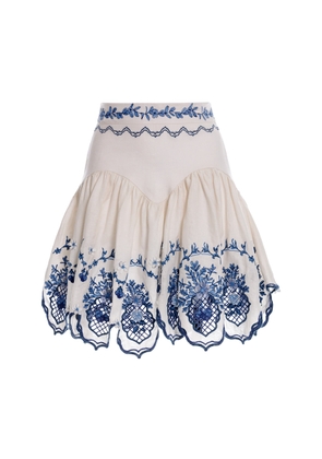 Agua by Agua Bendita Acaí Embroidered Linen Mini Skirt - Moda Operandi