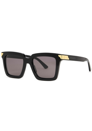 Bottega Veneta Black Square-frame Sunglasses, Sunglasses, Gold Tone