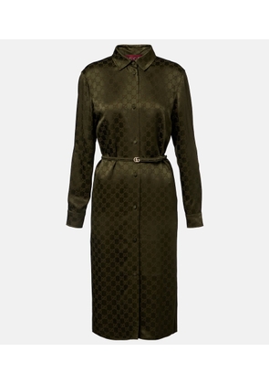Gucci GG belted satin jacquard shirt dress