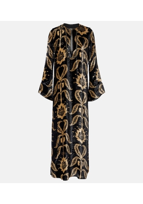 Johanna Ortiz Embroidered velvet maxi dress