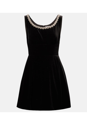 Self-Portrait Crystal-embellished velvet minidress