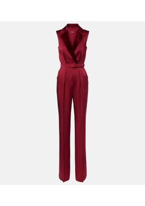 Max Mara Scalata velvet-trimmed satin jumpsuit