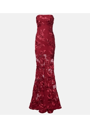 Rotate Floral-applique mesh gown