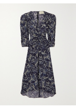 Isabel Marant - Albini Asymmetric Printed Silk-crepe Dress - Blue - FR 34,FR 36,FR 38,FR 40,FR 42,FR 44,FR 46
