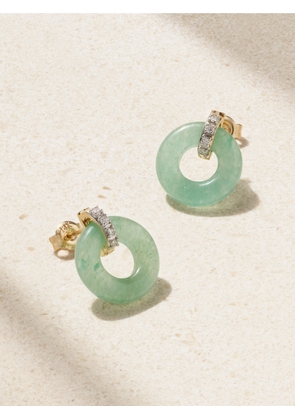 Mateo - Donut 14-karat Yellow And White Gold, Jade And Diamond Earrings - Green - One size