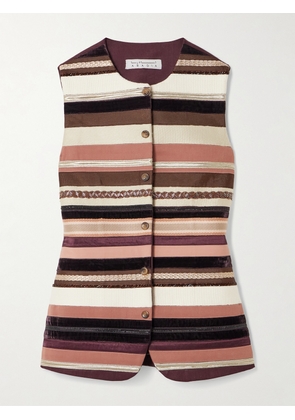 Abadia - Sadu Bead-embellished Striped Wool-blend Vest - Multi - US2,US4,US6,US8,US10,US12