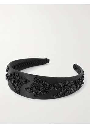 Erdem - Embellished Silk-satin Headband - Black - One size