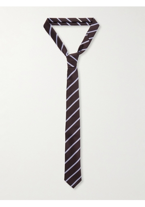 The Frankie Shop - Lene Striped Twill Tie - Brown - One size