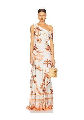 ROCOCO SAND One Shoulder Maxi Dress in Burnt Orange. Size M. Also in S.