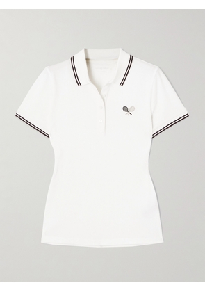 TORY SPORT - Embroidered Cotton-blend Piqué Polo Shirt - White - x small,small,medium,large,x large