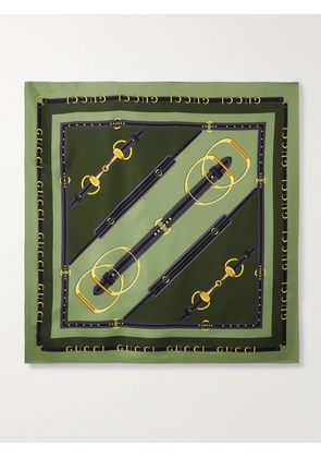 Gucci - Printed Silk-twill Scarf - Green - One size