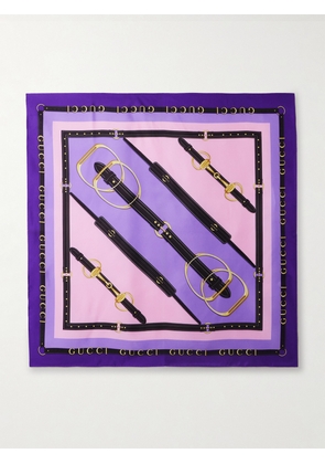 Gucci - Printed Silk-twill Scarf - Purple - One size