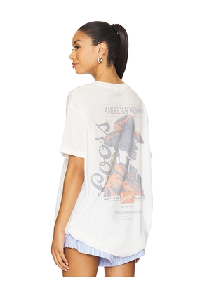 The Laundry Room Coors Banquet American Woman Oversized Tee in White. Size M. Also in S, XS.