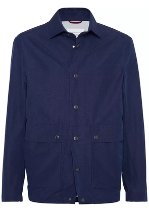 Brunello Cucinelli linen-silk shirt jacket - Blue