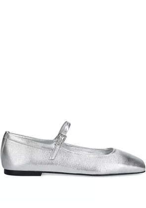 Kennel & Schmenger buckle-strap square-toe ballet flats - Silver