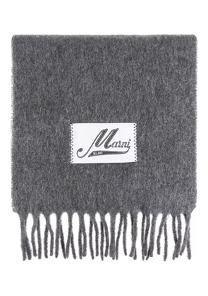 Marni fringed logo scarf - Grey