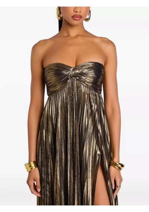 Retrofete twisted pleated strapless maxi dress - Gold