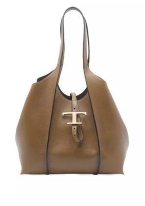 Tod's medium T-timeless calfskin leather tote bag - Brown