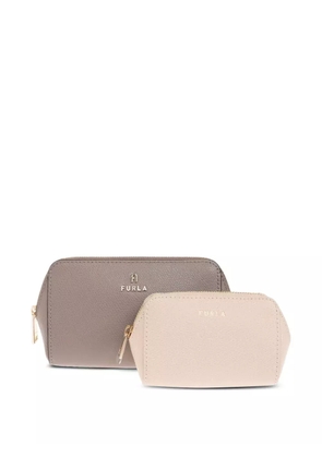 Furla zip-top leather make-up bag - Grey