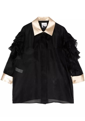 Edward Achour Paris ruffled silk shirt - Black