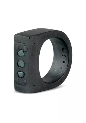 Parts of Four sterling silver diamond ring - Black