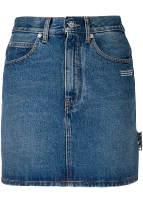 Off-White logo print denim skirt - Blue