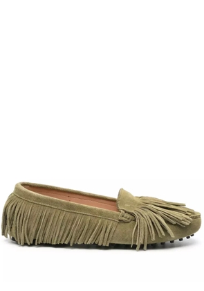 Scarosso fringed suede loafers - Green