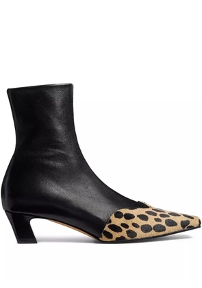 KHAITE 40mm Nevada hyena-print square toe boots - Black