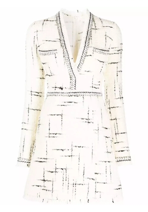 Giambattista Valli tweed-knit longsleeved dress - White