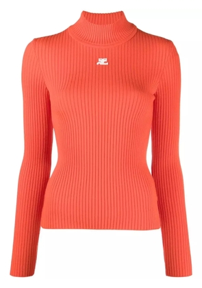 Courrèges logo-patch roll neck jumper - Orange