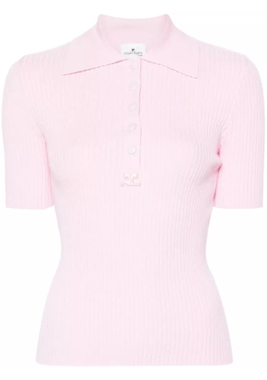 Courrèges logo-patch ribbed-knit top - Pink