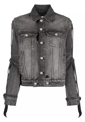 Courrèges strap-embellished denim jacket - Grey