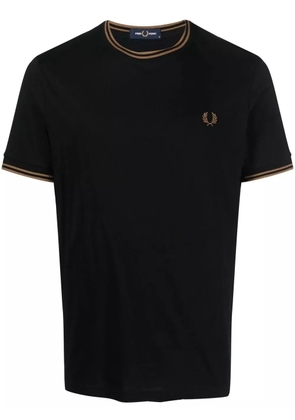 Fred Perry stripe-trim cotton T-shirt - Black