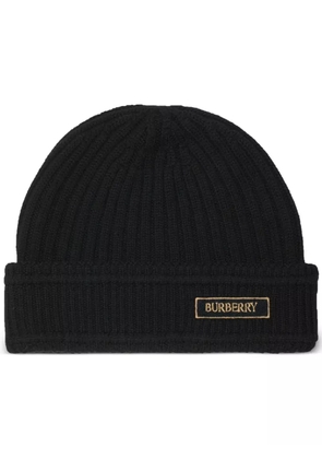 Burberry logo patch beanie - Black