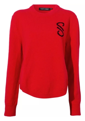 Proenza Schouler intarsia knit-logo merino-wool jumper - Red