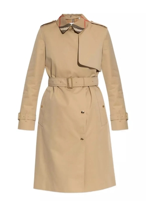 Burberry belted check-collar coat - Neutrals