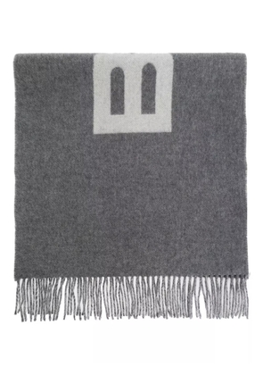 Bally logo fringed scarf - Grey