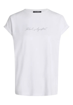 Karl Lagerfeld Signature Rhinestones T-shirt - White