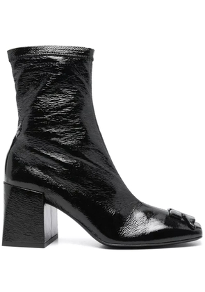 Courrèges logo-appliqué patent leather boots - Black