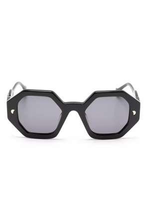 Nanushka hexagonal-frame logo-plaque sunglasses - Black