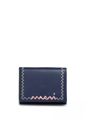 Marni logo-embroidered leather wallet - Blue