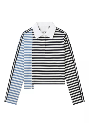 3.1 Phillip Lim striped panelled polo top - Black
