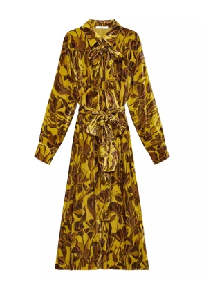 MALIPARMI floral-print belted maxi dress - Yellow