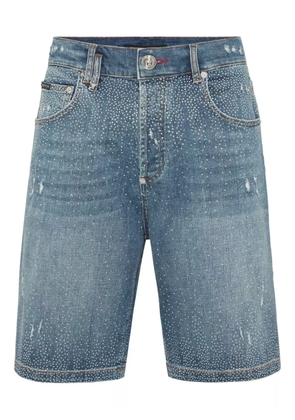 Philipp Plein rhinestone-embellished shorts - Blue
