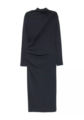 Brunello Cucinelli high-neck gathered midi dress - Blue