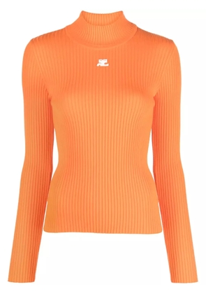 Courrèges high-neck long-sleeved knitted top - Orange
