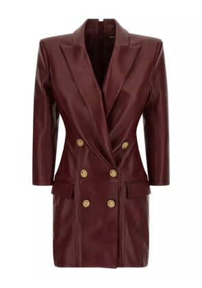 Balmain double-breasted leather mini dress - Red